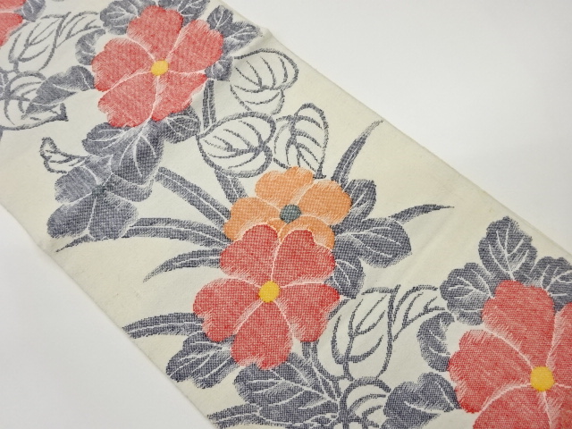 JAPANESE KIMONO / VINTAGE NAGOYA OBI / MAWATA TSUMUGI / WOVEN FLOWER